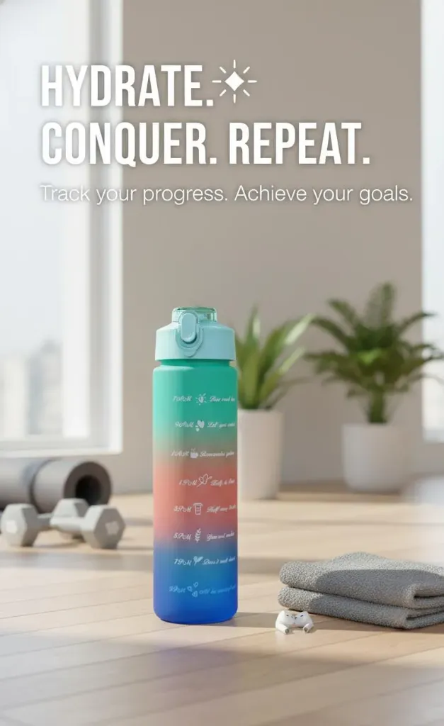 GlowFlow: The All-Day Motivational Water Bottle