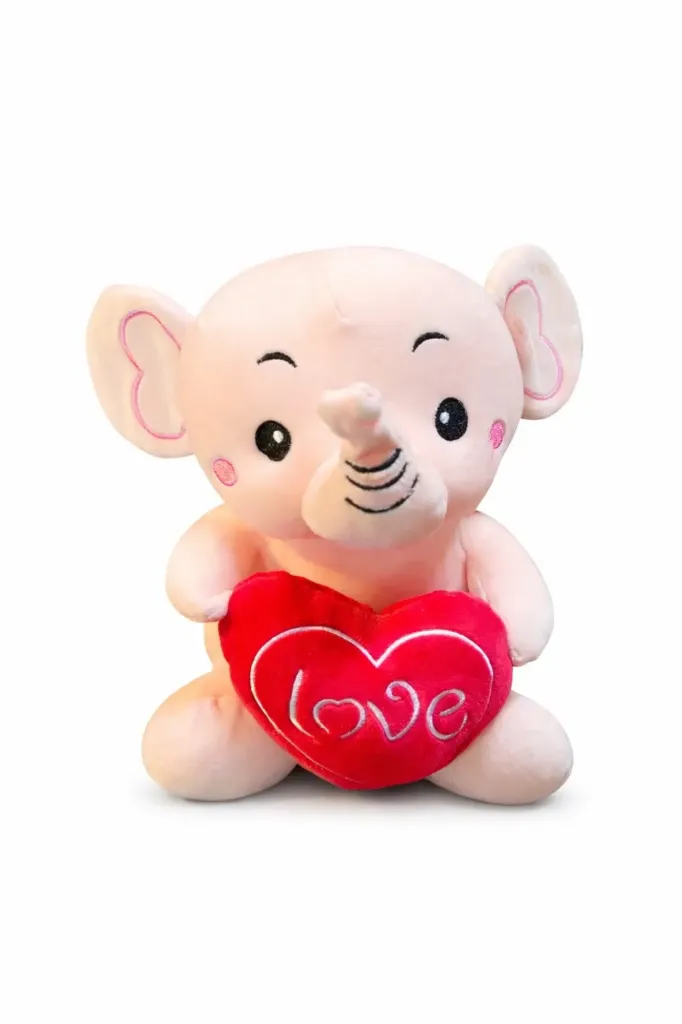 Cute Pink Love Elephant Plush Toy | Soft Cuddle Teddy | Perfect Gift for Kids & Couples
